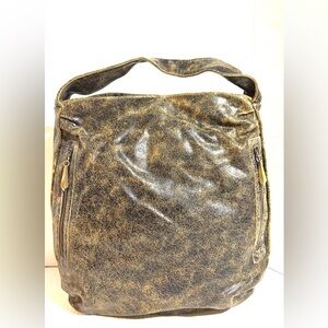 Distressed Gold and Black Shoulder Bag